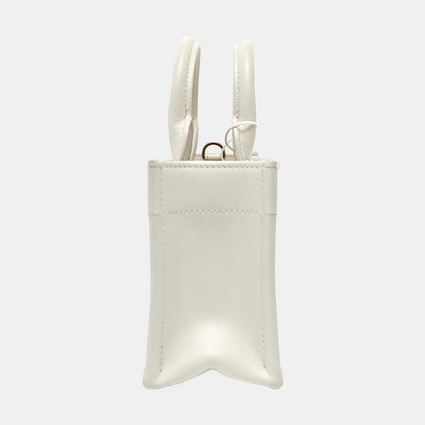 Book Tote Mini Cannage Calfskin White