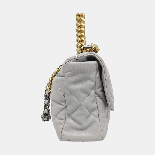 CHANEL 19 Large Quilted Lambskin Gray