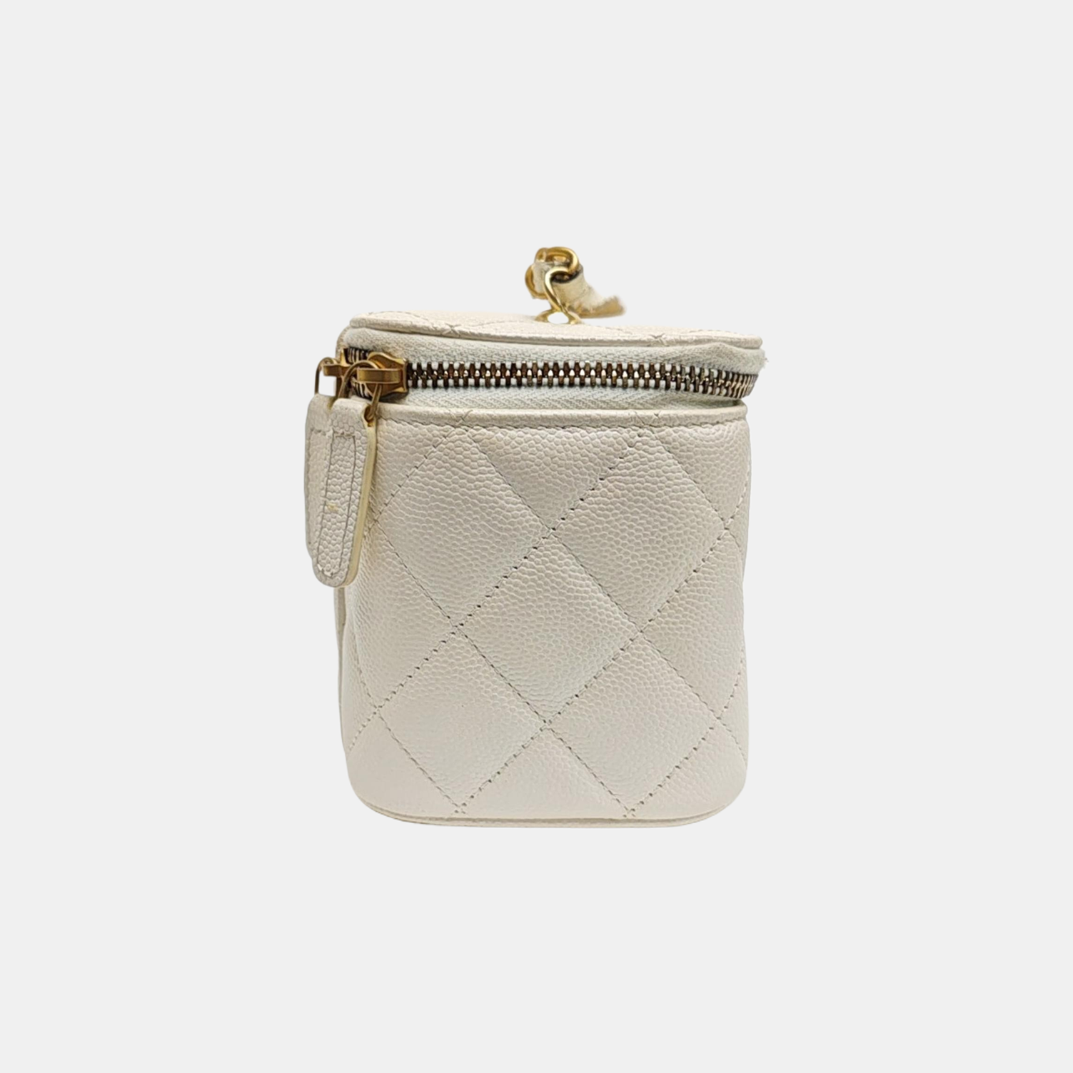 VANITY CASE Small Quilted Grained Calfskin White