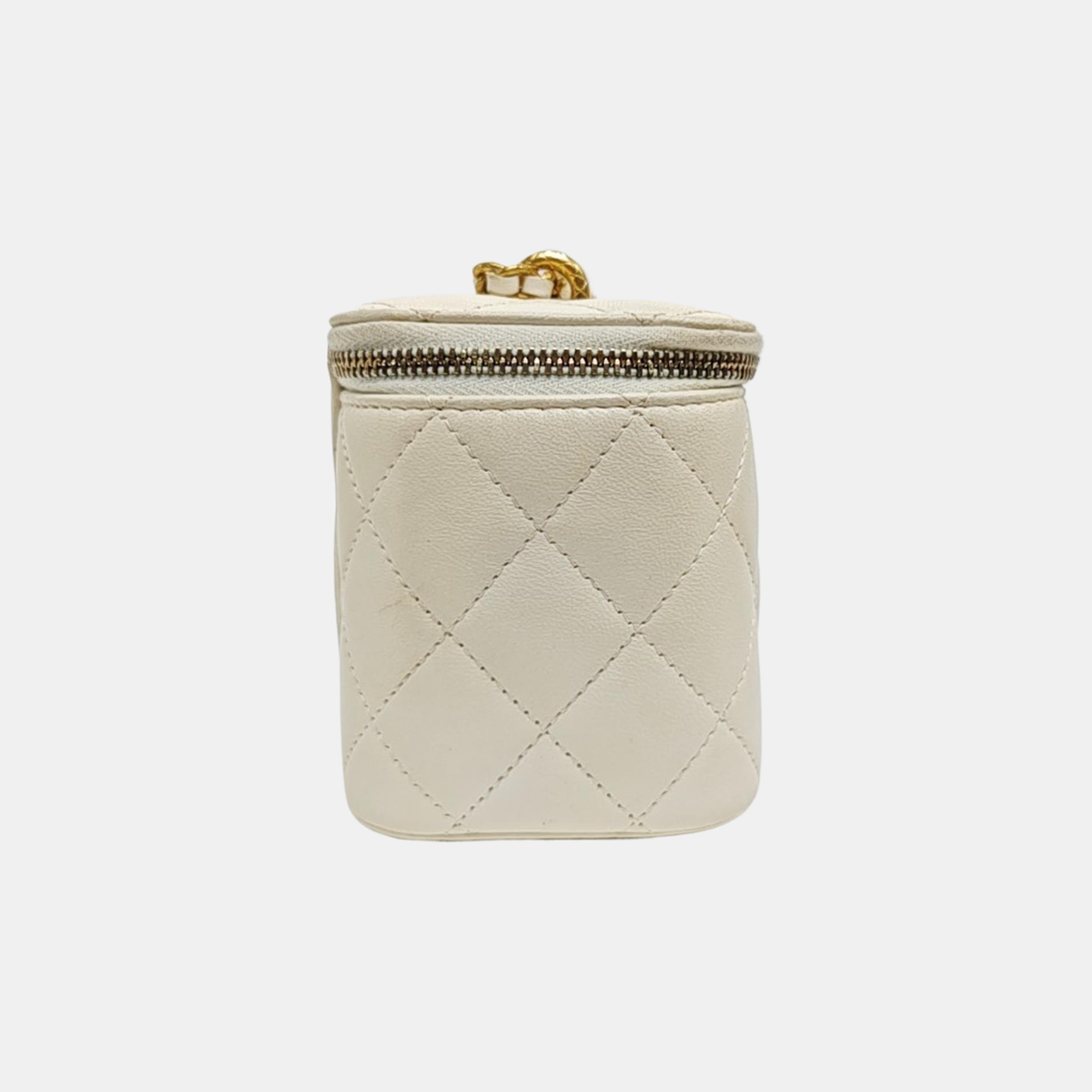 VANITY CASE Small Quilted Lambskin White