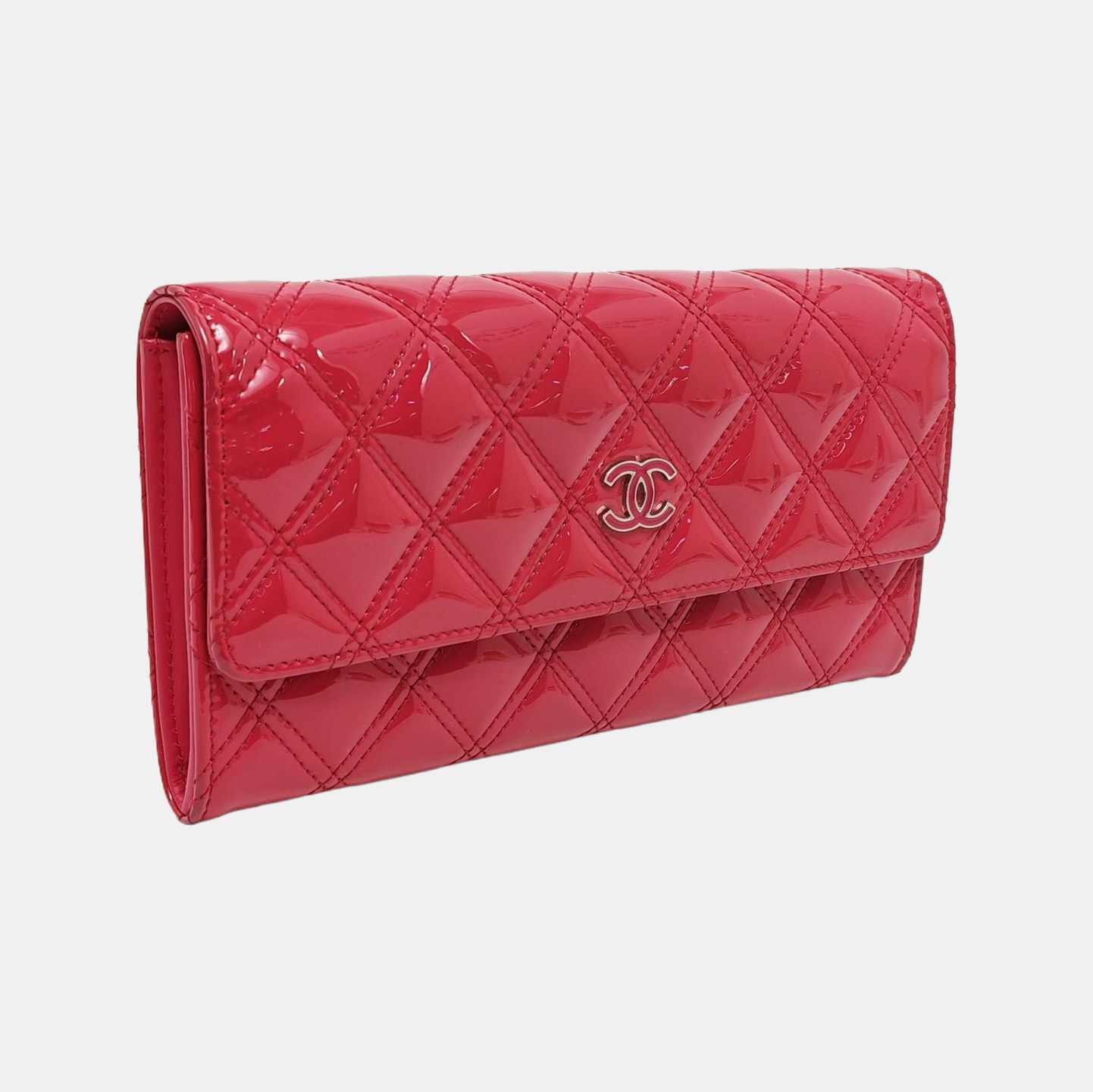 Quilted Patent Leather Wallet Pink