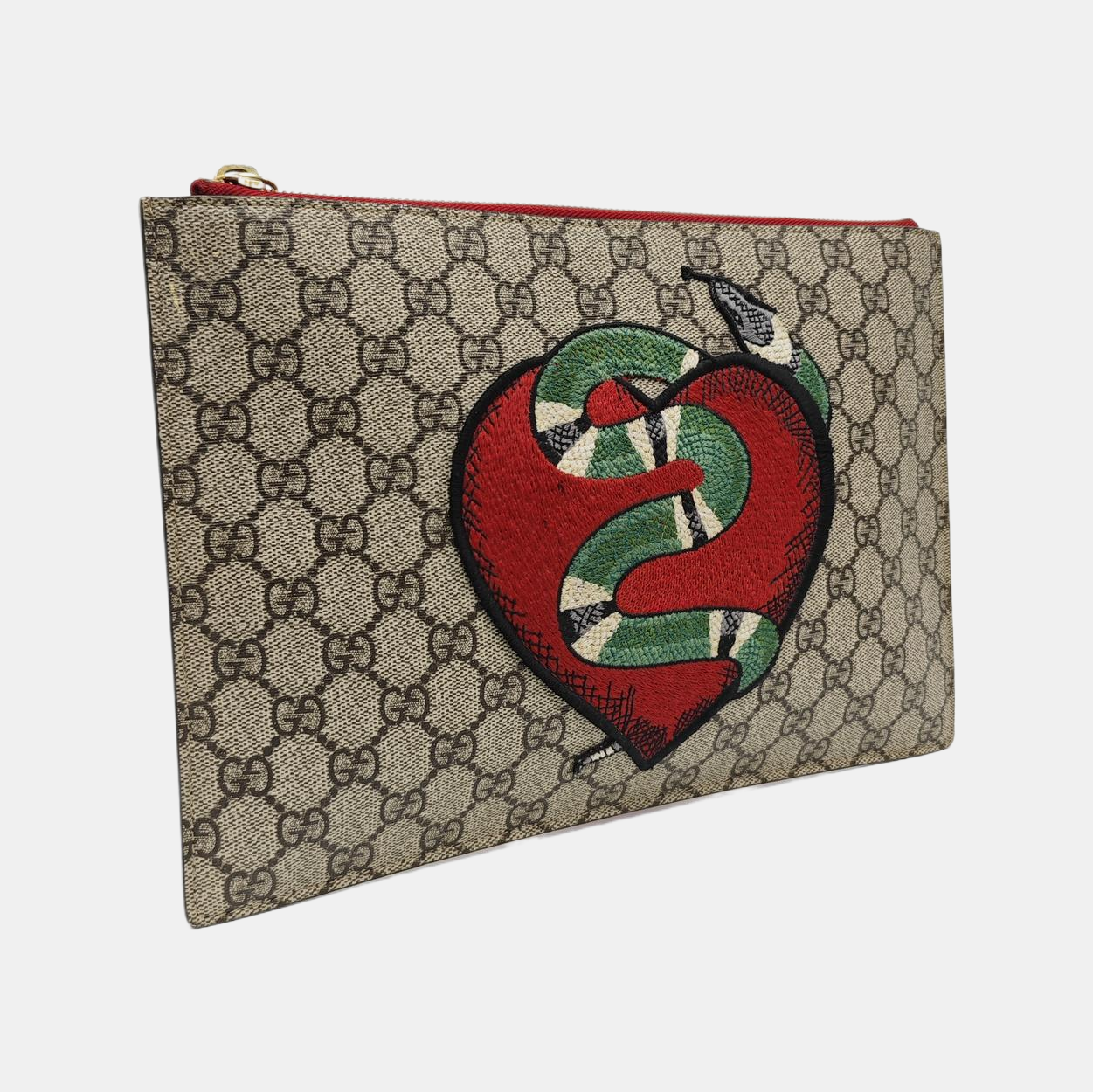 Monogram Coated Canvas Clutch Beige
