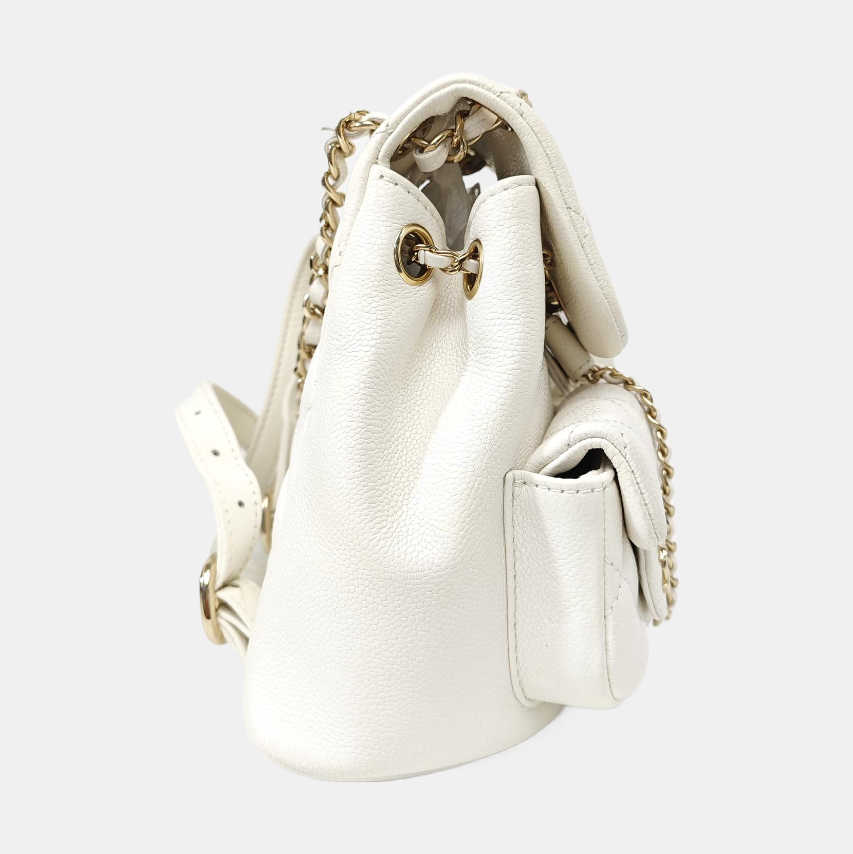 DUMA Small Quilted Grained Calfskin White