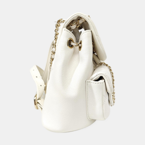 DUMA Small Quilted Grained Calfskin White