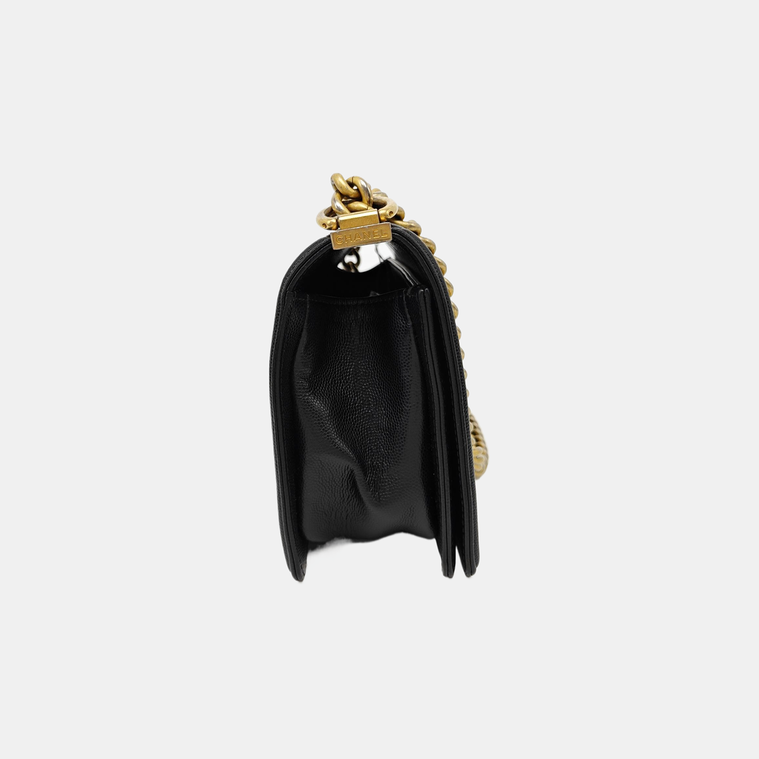 BOY CHANEL Medium Quilted Grained Calfskin Black