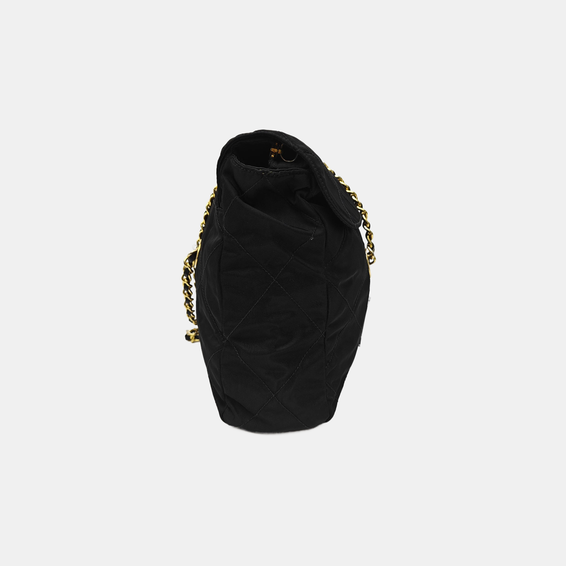 Quilted Nylon Shoulder Bag Black