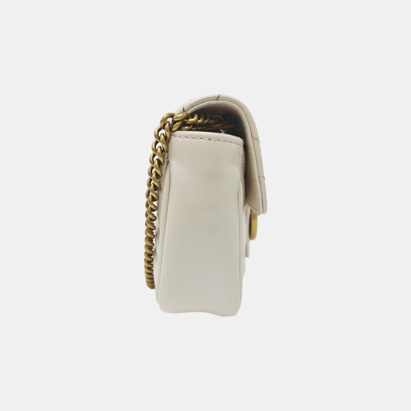 GG Marmont Mini Quilted Calfskin White
