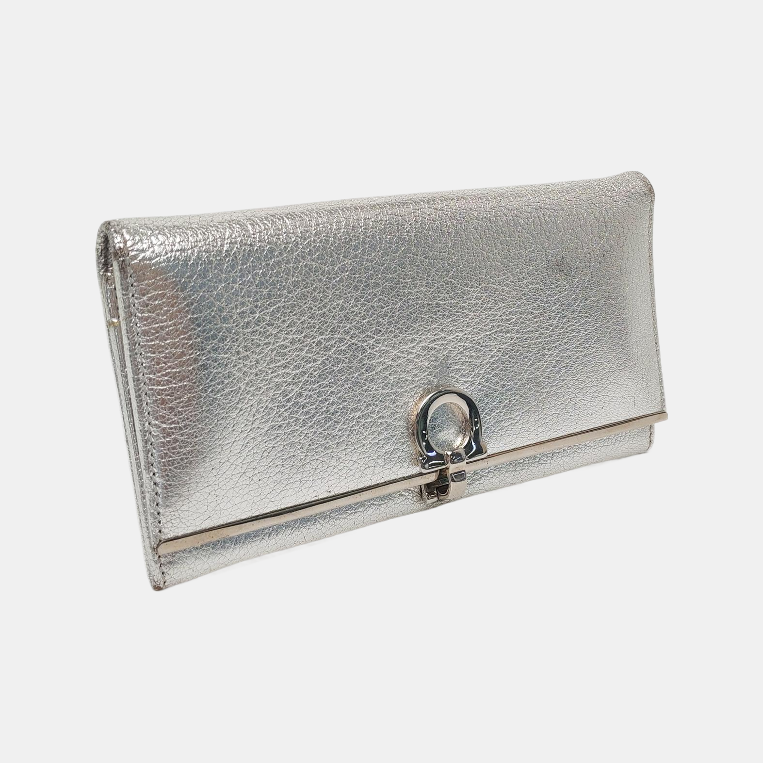 Authenticated pre-owned  Gancini Calfskin Silver Wallet - Wallet at Looply