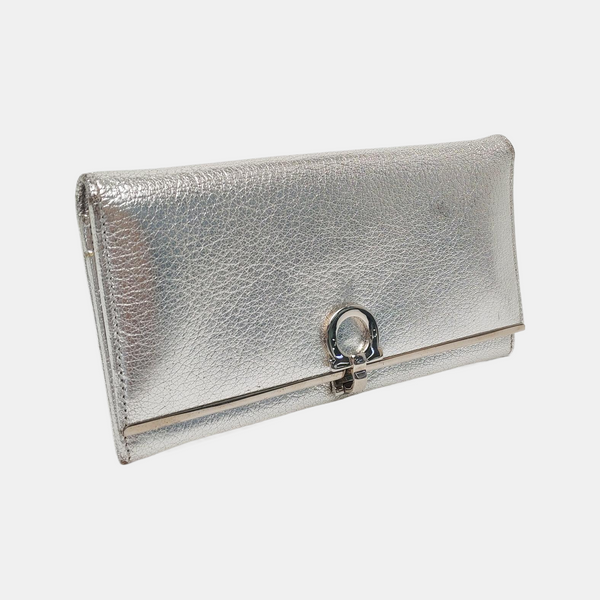 Authenticated pre-owned  Gancini Calfskin Silver Wallet - Wallet at Looply