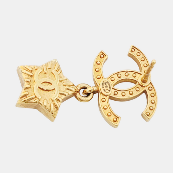CC Logo Metal Gold Stud Earrings