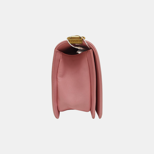 BOY CHANEL Medium Quilted Calfskin Pink
