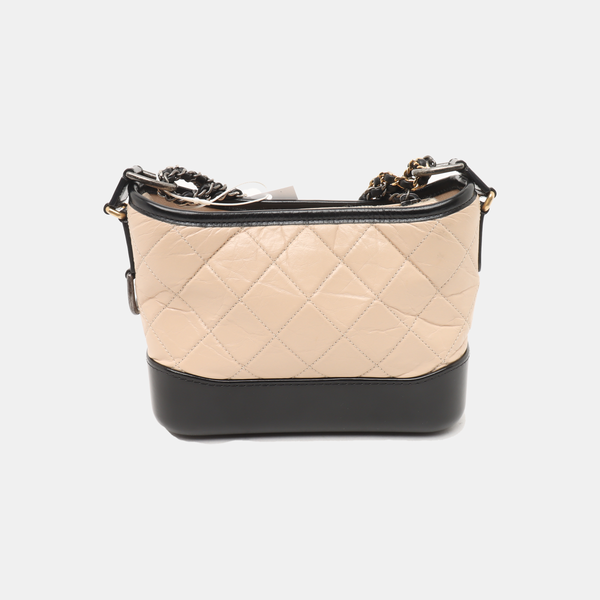GABRIELLE Small Quilted Calfskin Beige