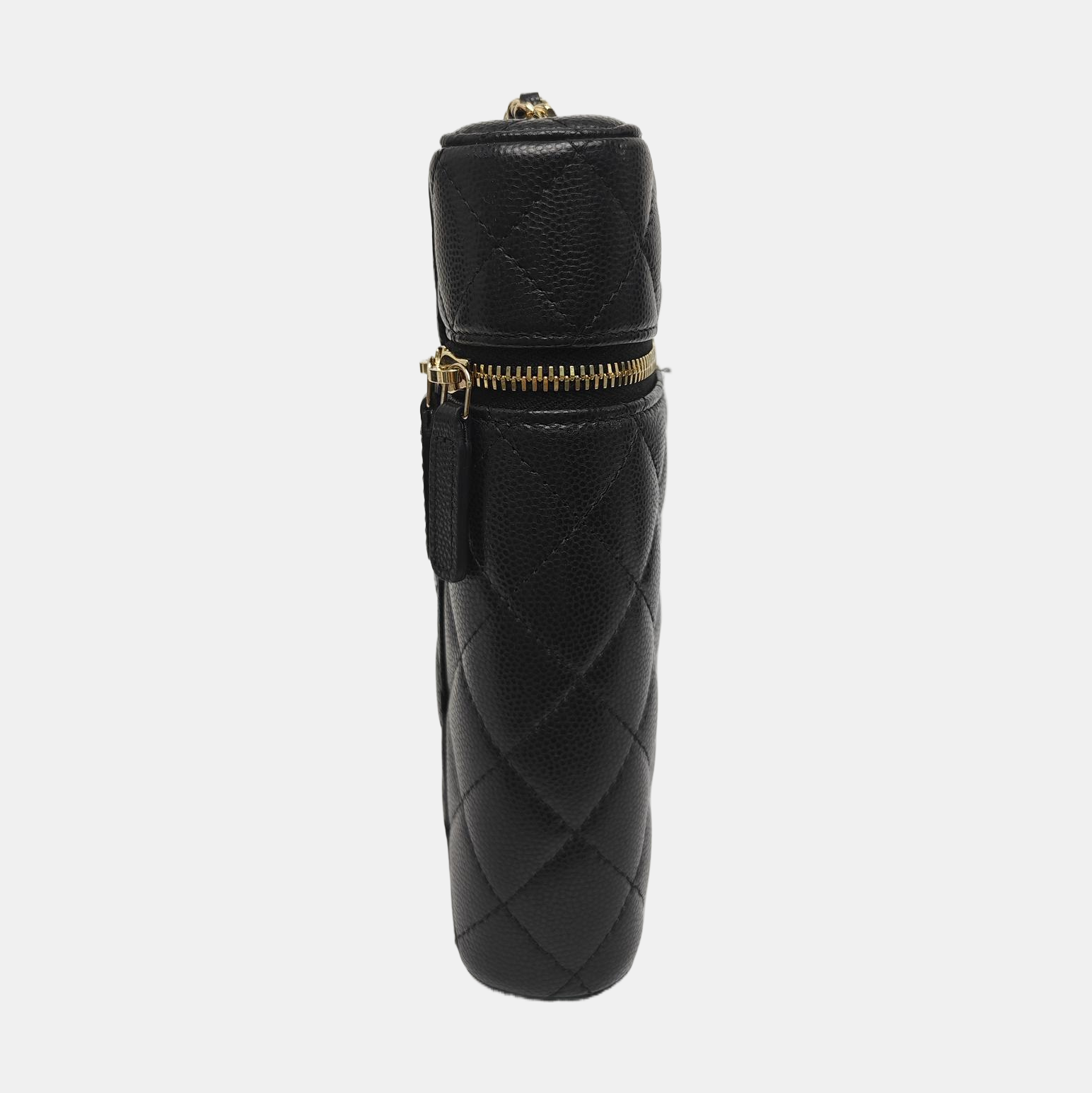 Quilted Grained Calfskin Shoulder Bag Black