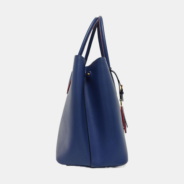 Double Large Saffiano Calfskin Blue