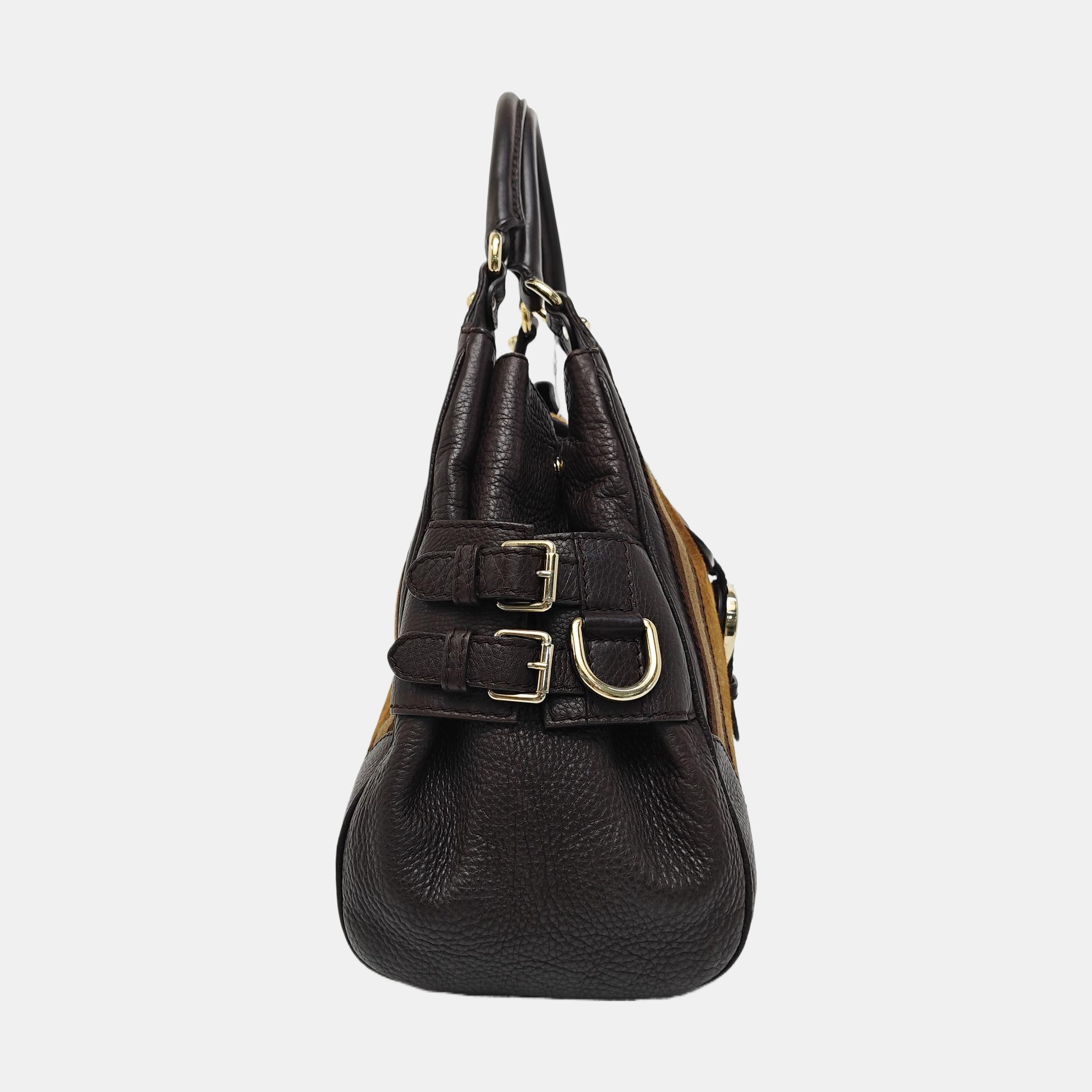 Calfskin Top Handle Bag Brown