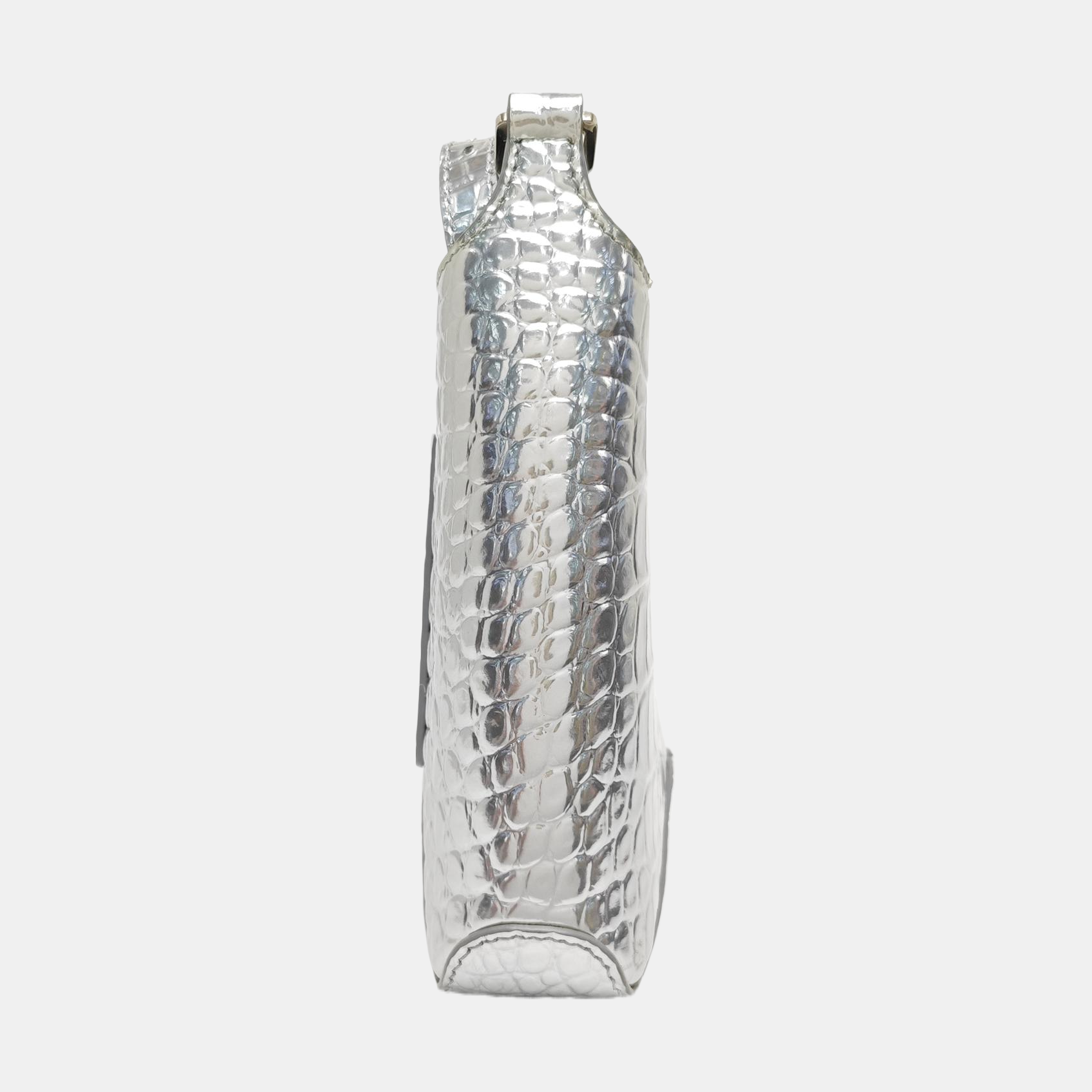 Calfskin Shoulder Bag Small Silver