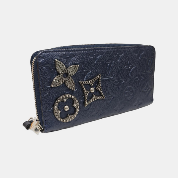 ZIPPY Monogram Calfskin Blue Wallet