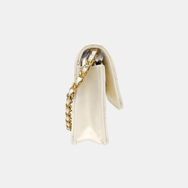 Quilted Calfskin Shoulder Bag White