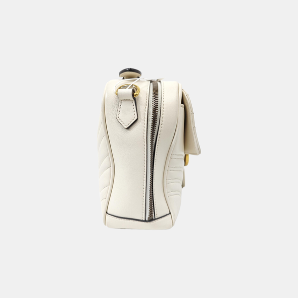 GG Marmont Medium Quilted Calfskin White