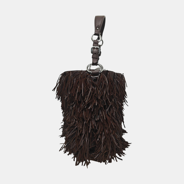 Lambskin Top Handle Bag Brown