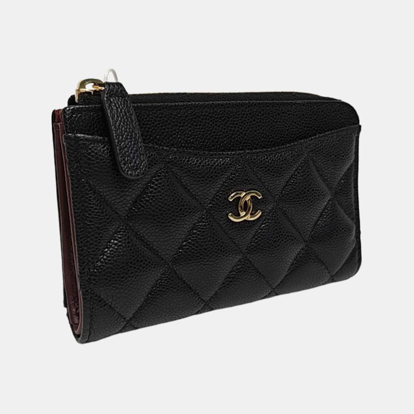 Quilted Grained Calfskin Wallet Black