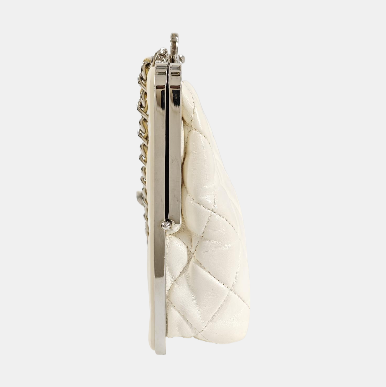 Quilted Lambskin Shoulder Bag White