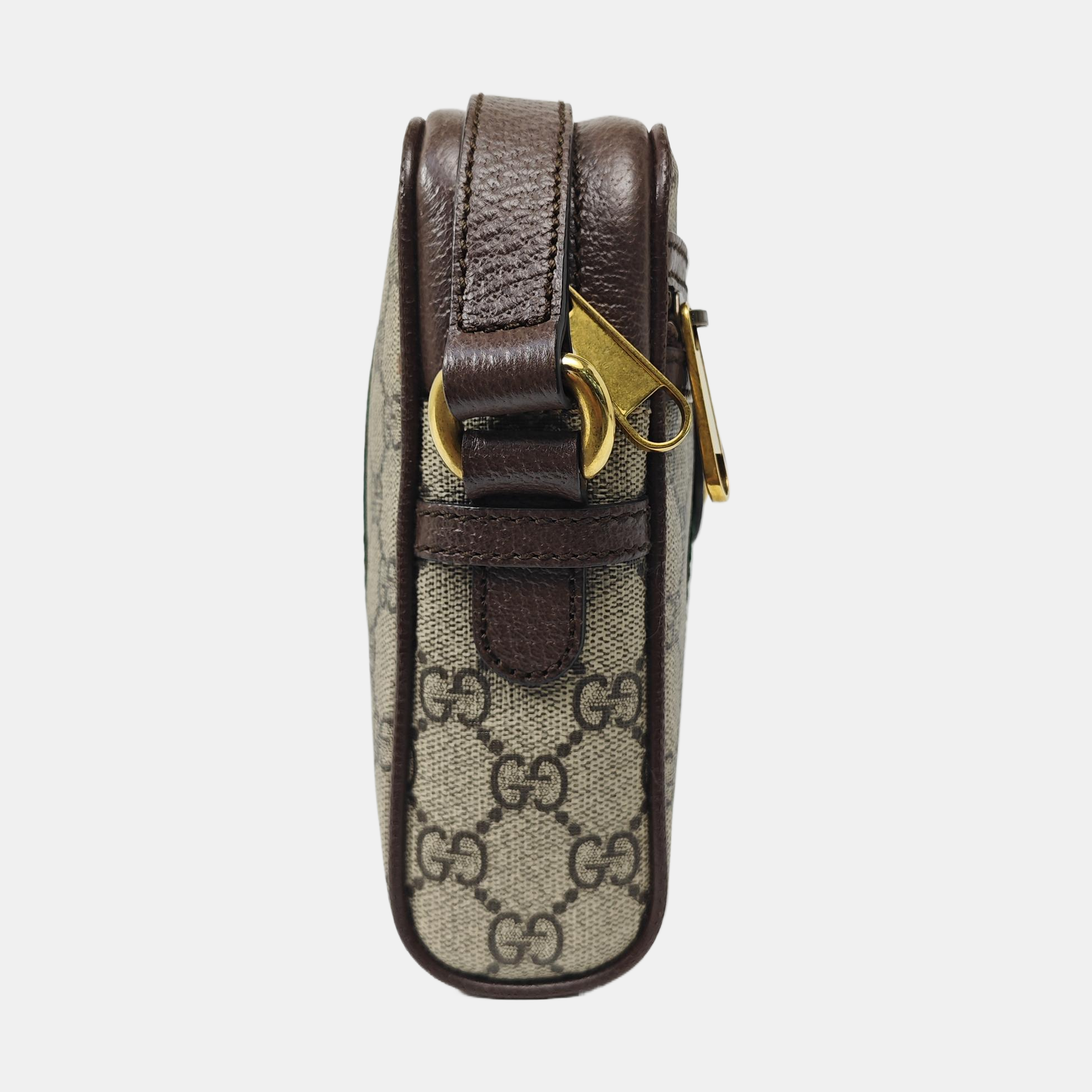 Ophidia Small Monogram Coated Canvas Beige