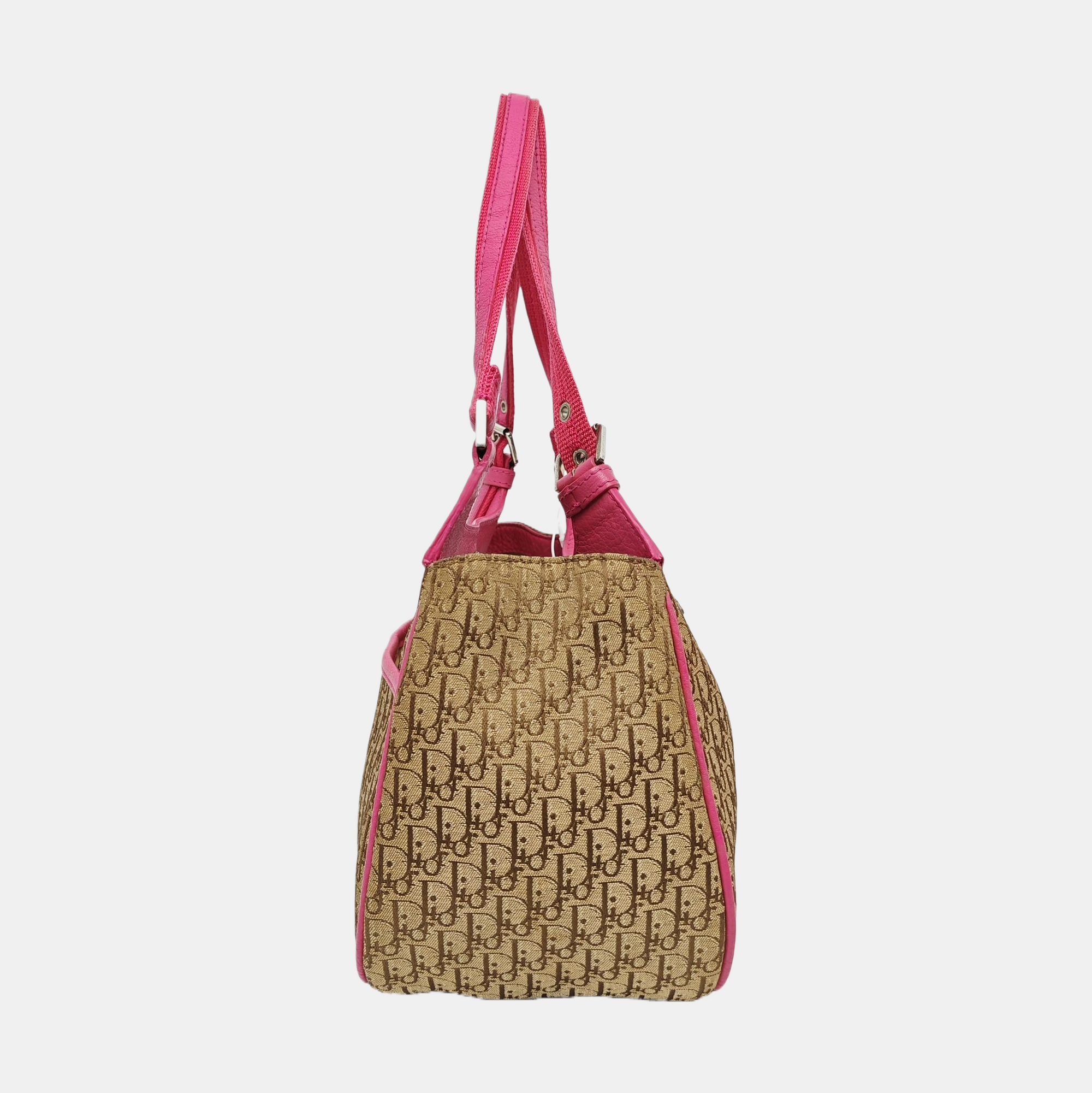 Oblique Canvas Top Handle Bag Beige