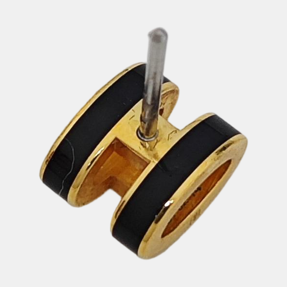 Pop H Metal Black Stud Earrings