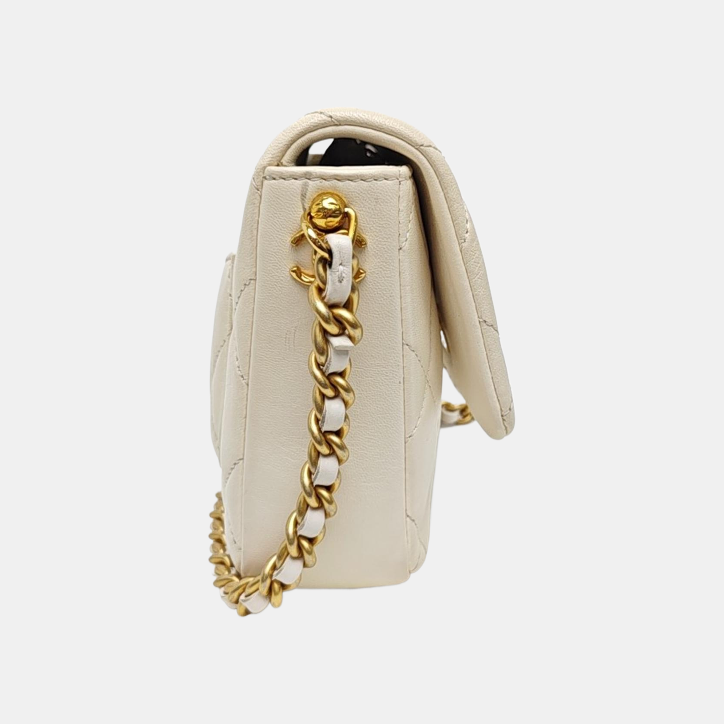 Quilted Calfskin Shoulder Bag White