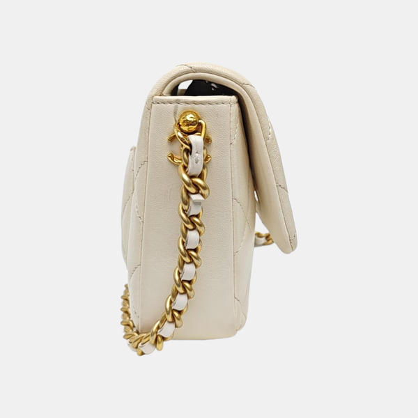 Quilted Calfskin Shoulder Bag White