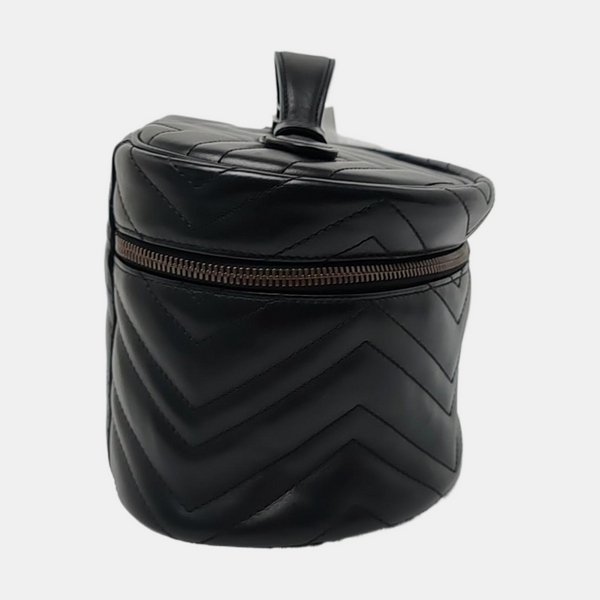Authenticated pre-owned  GG Marmont Small Quilted Calfskin Black - Top Handle Bag at Looply