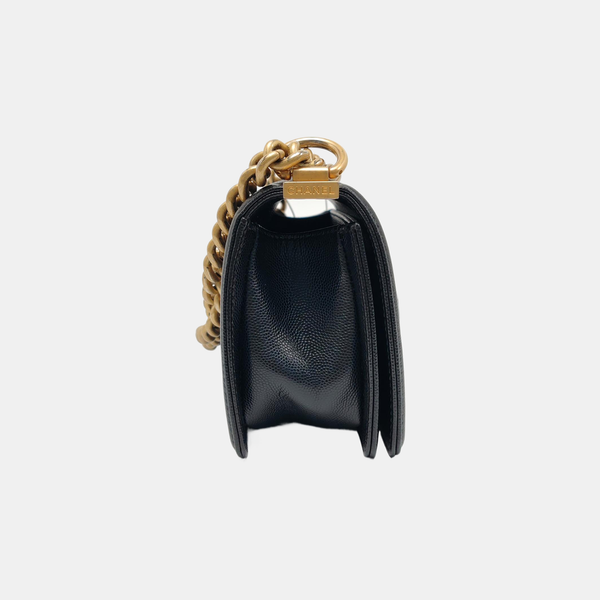 BOY CHANEL Small Quilted Grained Calfskin Black