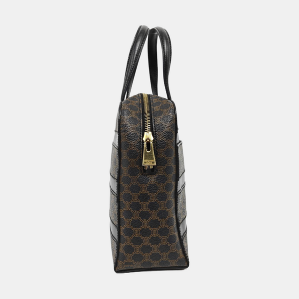 Coated Canvas Top Handle Bag Brown
