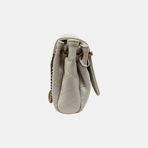 Quilted Lambskin Shoulder Bag White