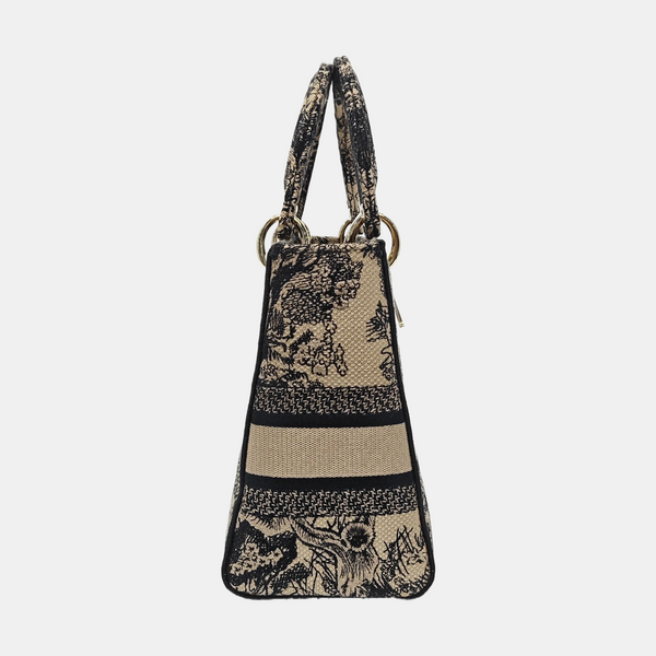Authenticated pre-owned  Lady D-Lite Medium Canvas Beige - Shoulder Bag at Looply