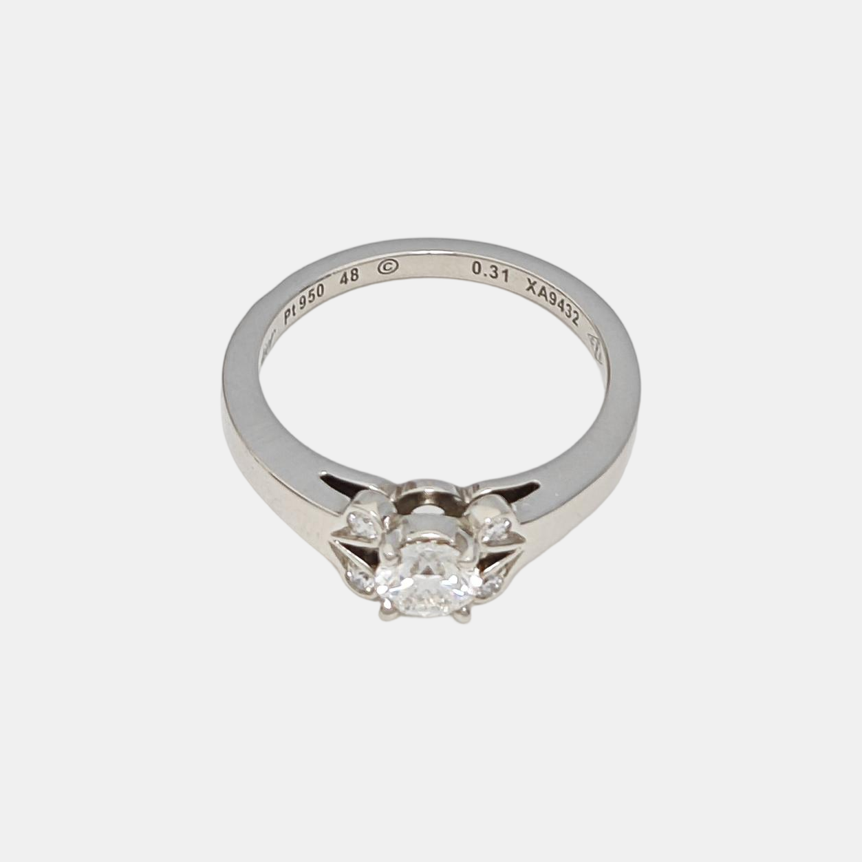 SOLITAIRE 1895 Platinum 950 Silver Ring EU 48