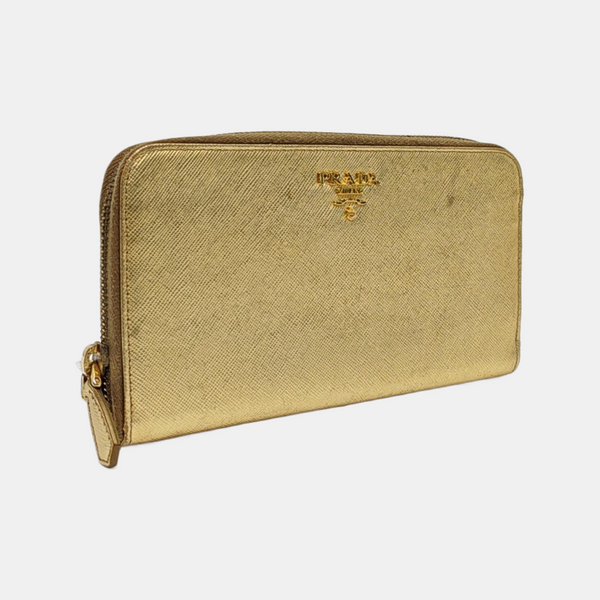 Saffiano Calfskin Wallet Gold