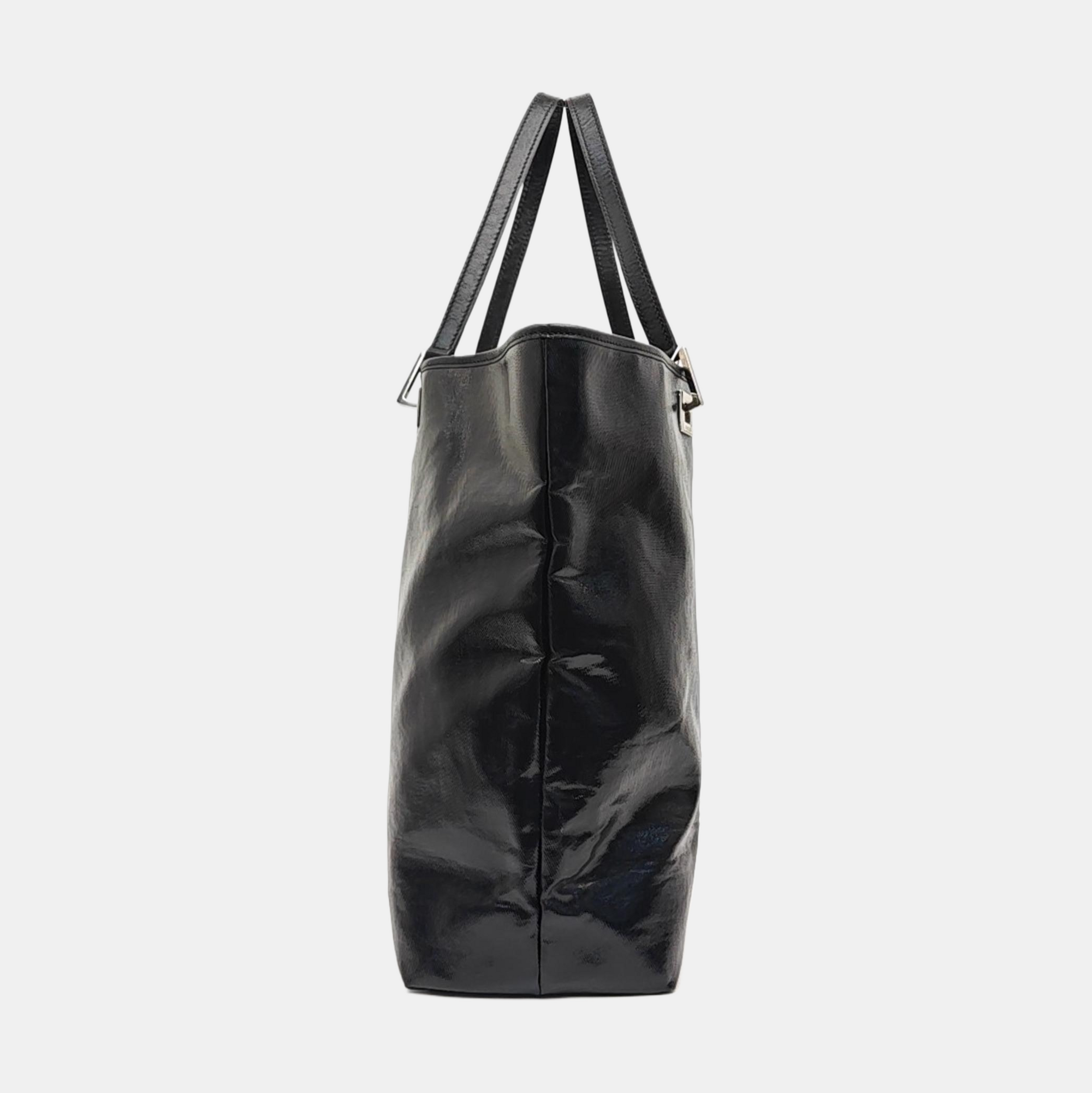 Patent Leather Top Handle Bag Black