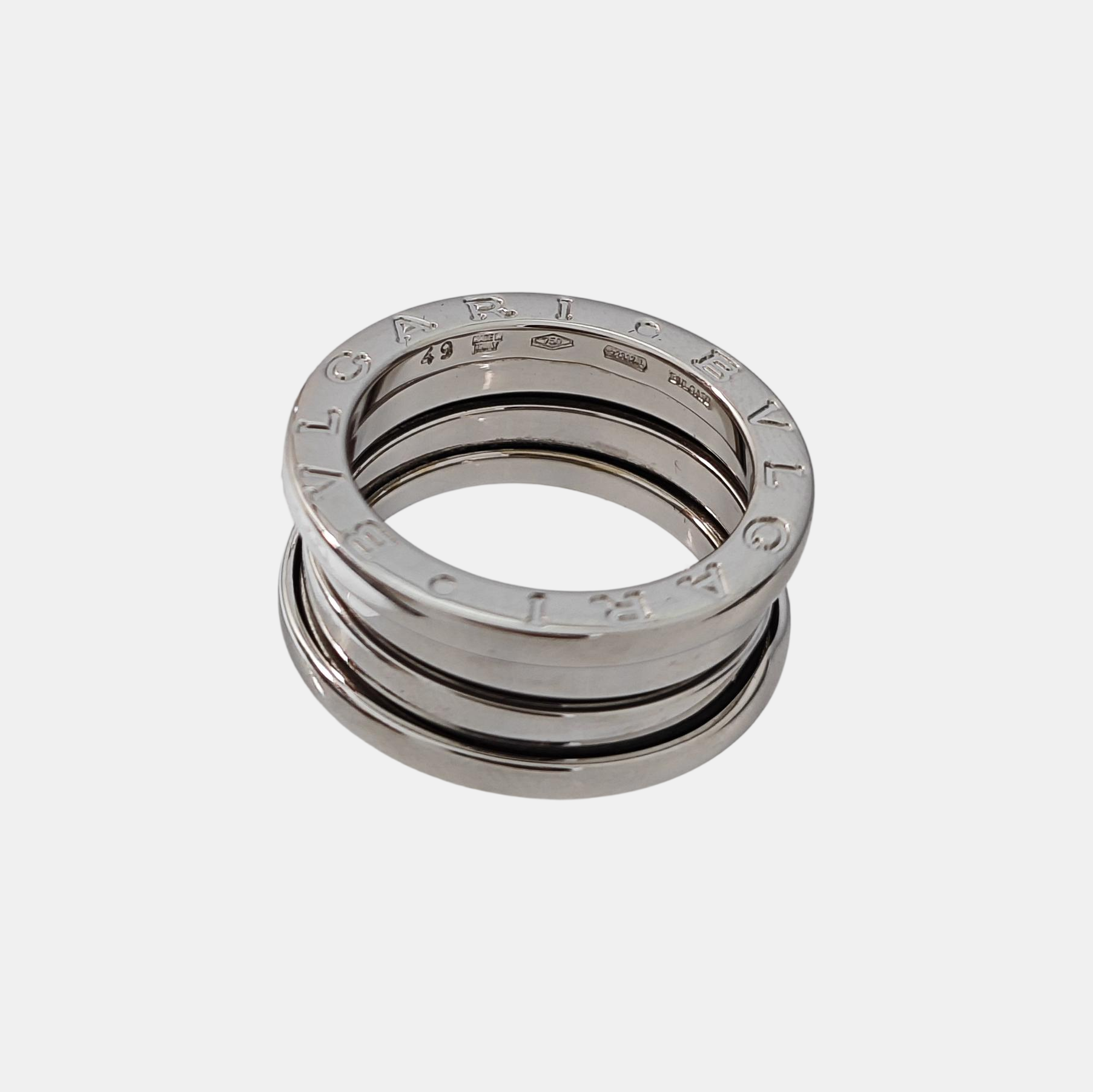 B.ZERO1 18k White Gold Silver Ring EU 49