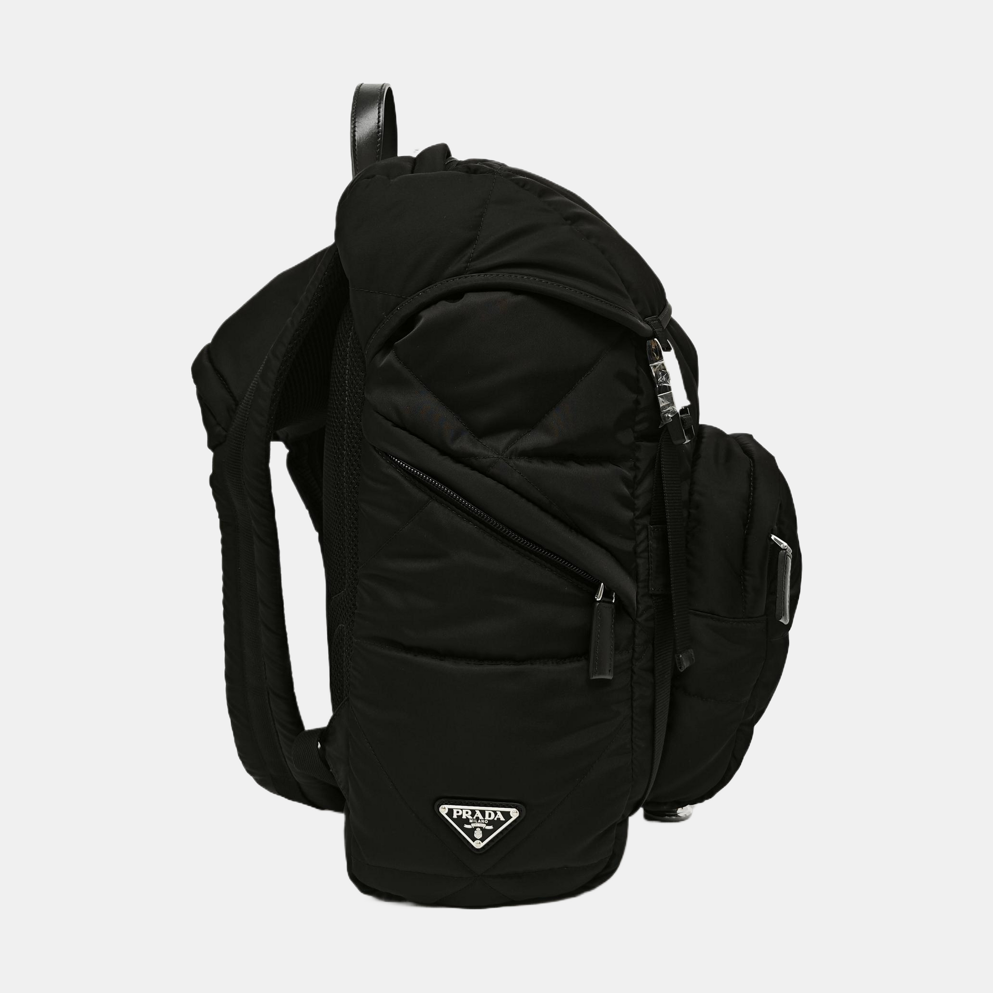 Quilted Nylon Backpack Black