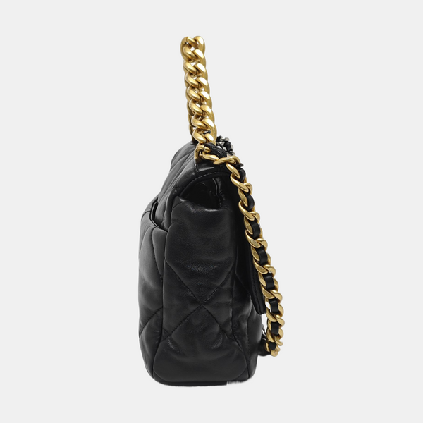 CHANEL 19 Large Quilted Lambskin Black
