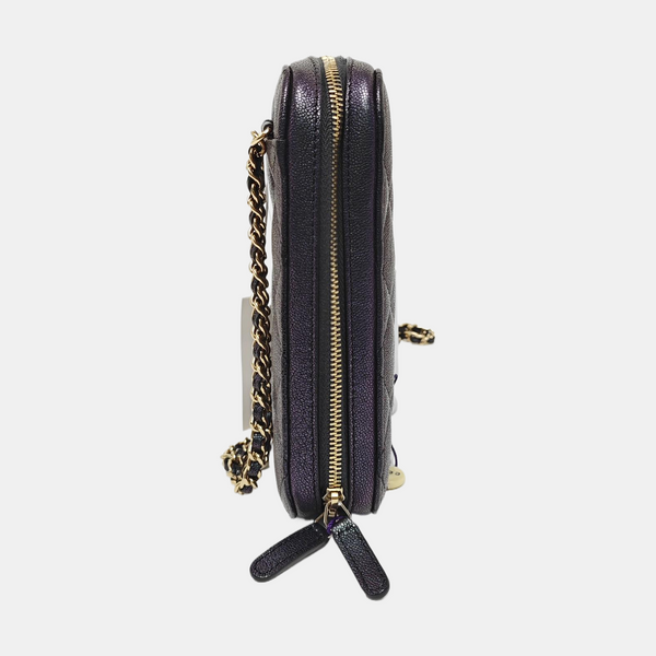 Quilted Grained Calfskin Metallic
