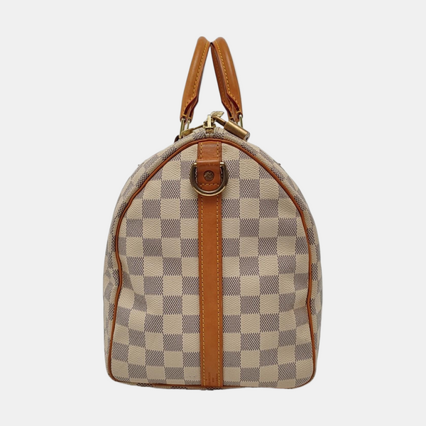 Authenticated pre-owned  SPEEDY MM Coated Canvas White - Top Handle Bag at Looply