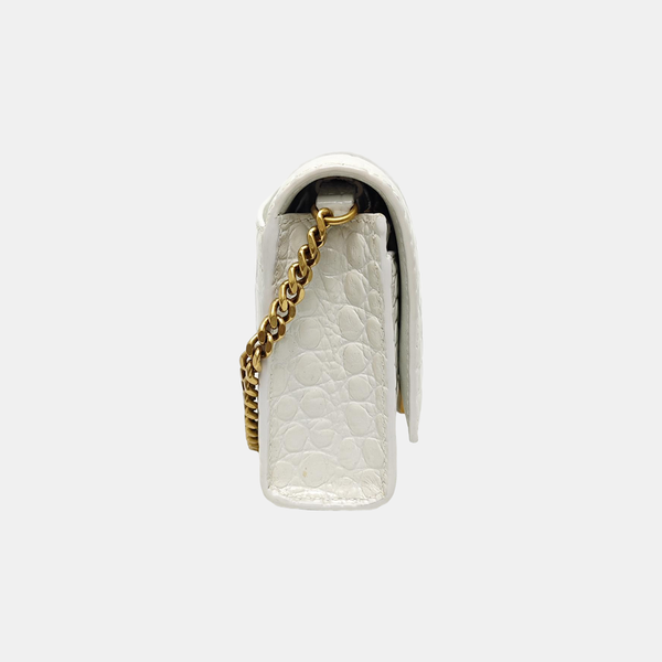 Hourglass Wallet On Chain Mini Calfskin White