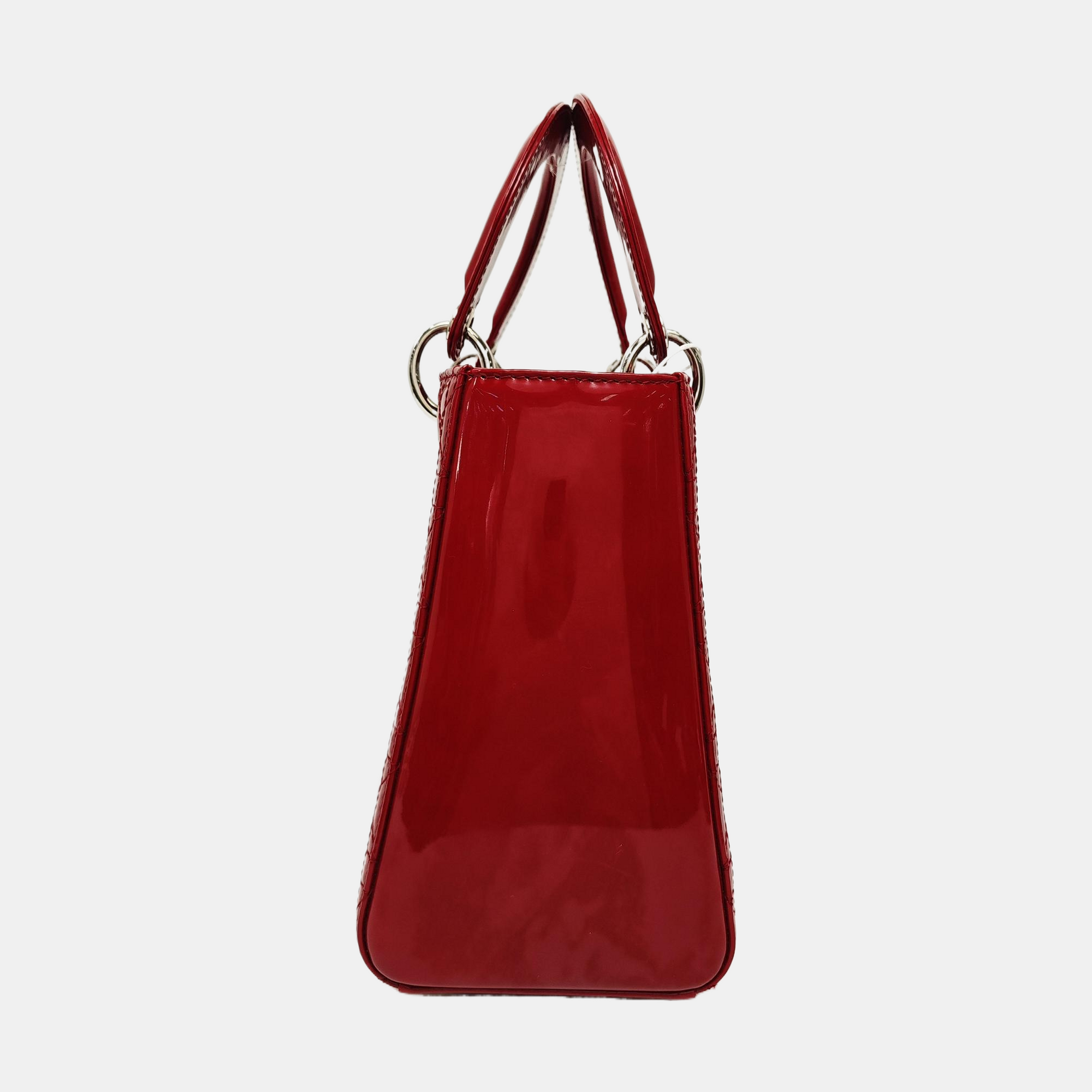 Lady Dior Medium Quilted Patent Leather Red
