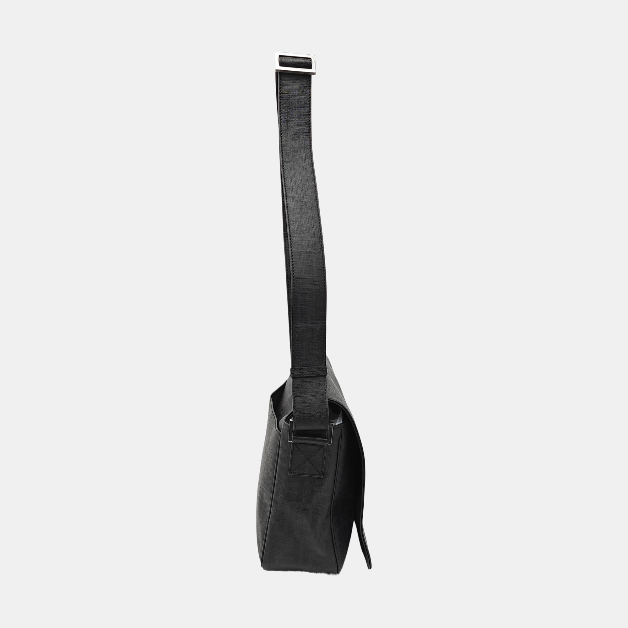 Monogram Coated Canvas Shoulder Bag Black