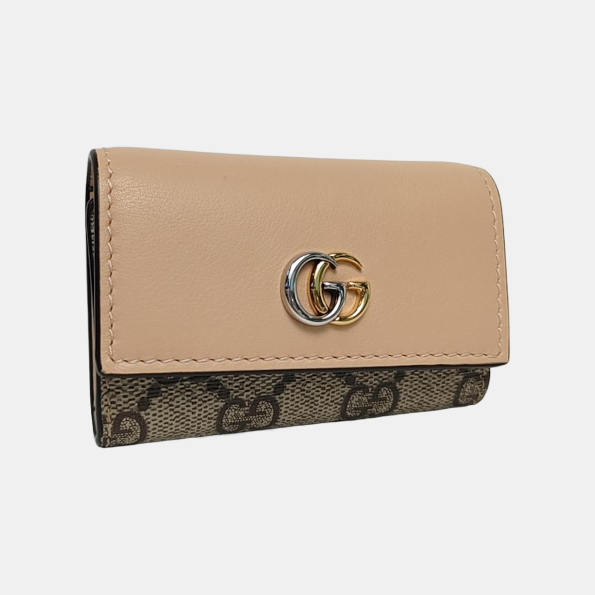 Monedero llavero GG Marmont de lona monogram en beis