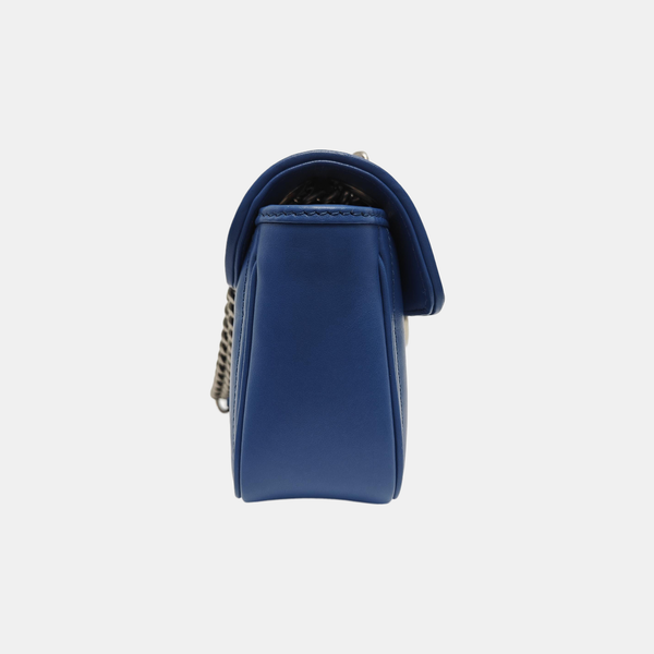 GG Marmont Small Quilted Calfskin Blue