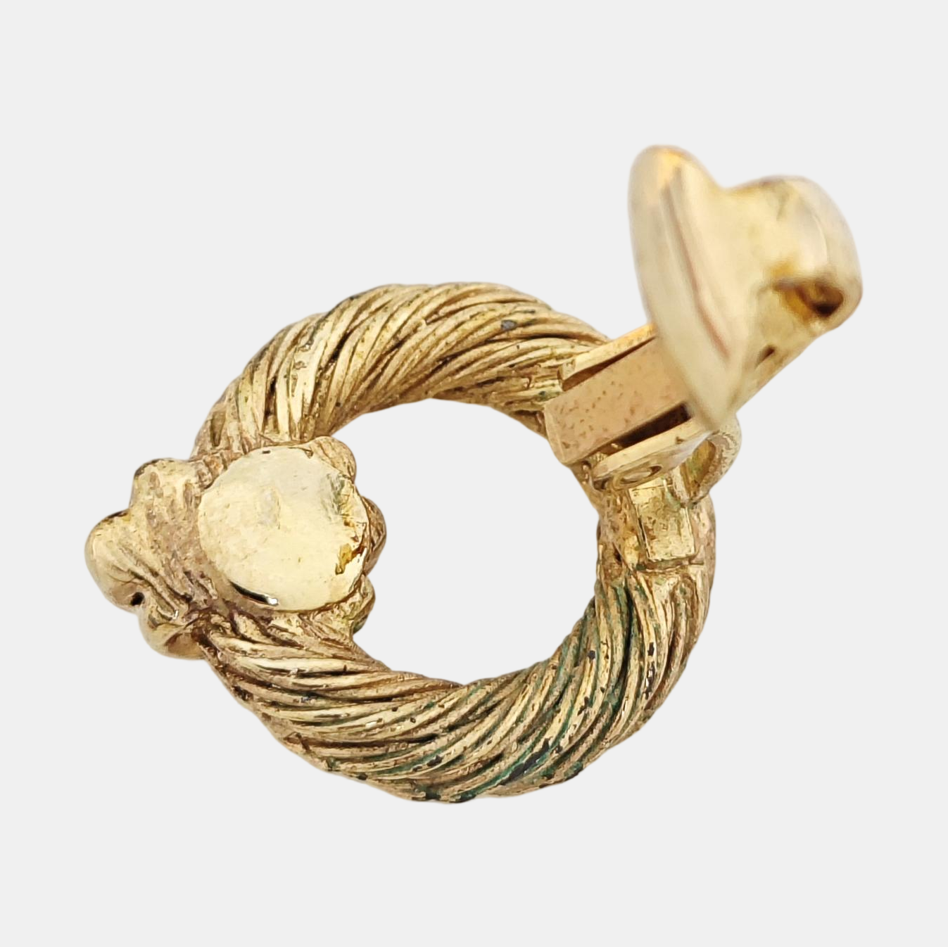 Twist Round Metal Gold Clip On Earrings
